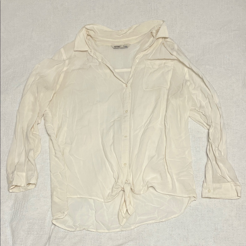 Old Navy Cream Button-Up Blouse